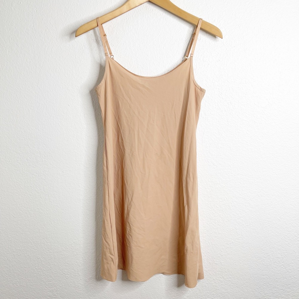 Commando Two-Faced Tech Full Slip Beige Nude Adjustable‎ Strap Mini Dress M/L